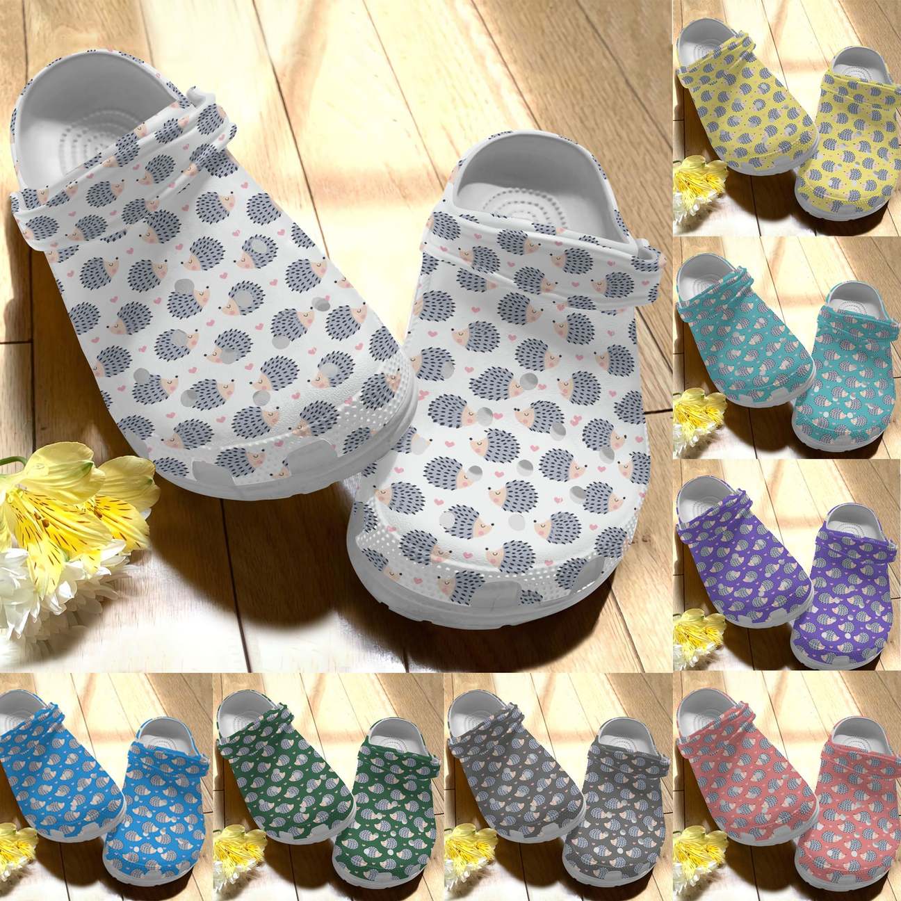 Hedgehog Personalize Clog, Custom Name, Text, Fashion Style For Women, Men, Kid, Print 3D Color Series