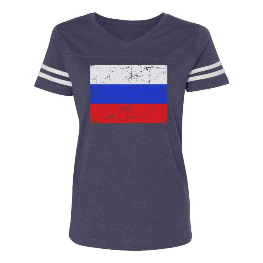 Vintage Russia Flag Women Football Jersey T-Shirt