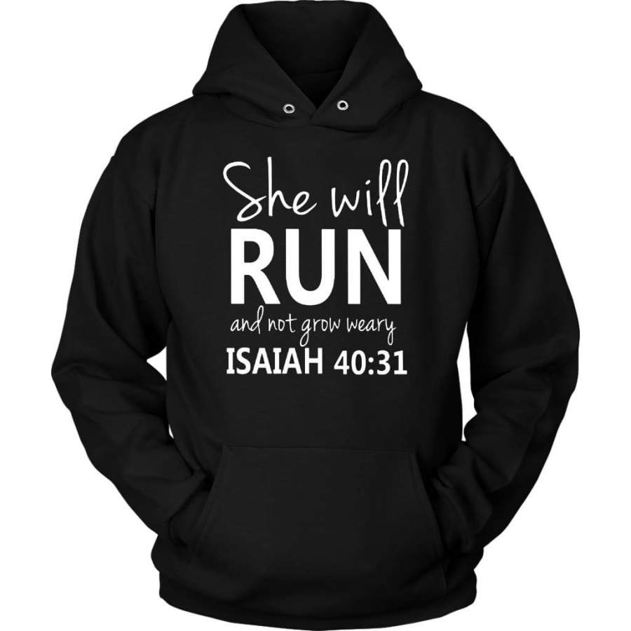 Isaiah 40:31 She will run and not grow weary hoodie | Christian apparel