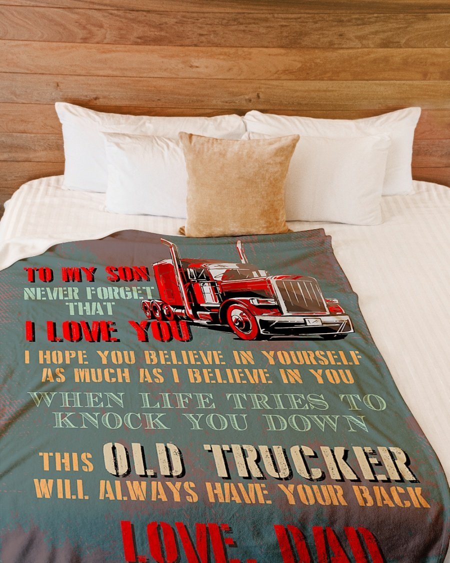 To My Son Never Trucker’S Son Fleece Blanket Gift For Family, Birthday, Son, Father To Son Gift Home Decor Bedding Couch Sofa Soft And Comfy