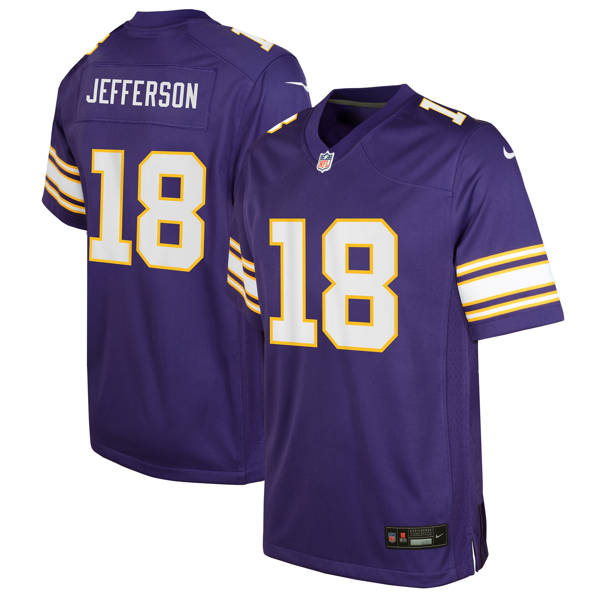 Youth Minnesota Vikings Justin Jefferson Purple Game Jersey 2