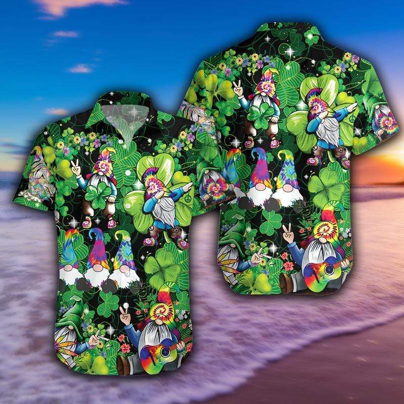 Shamrock Gnome Hippie Saint Day Hawaii Shirt For Men Women Adult Ha20330