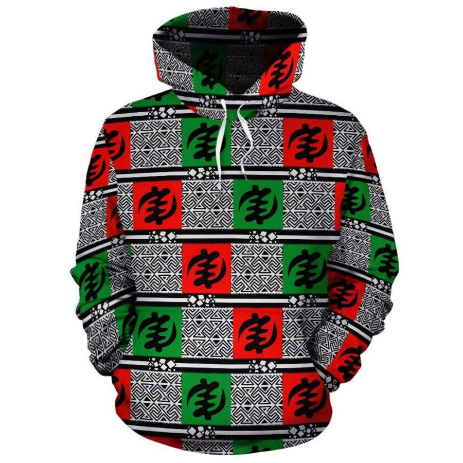 Adinkra Symbol Fabric RBG All-over Hoodie