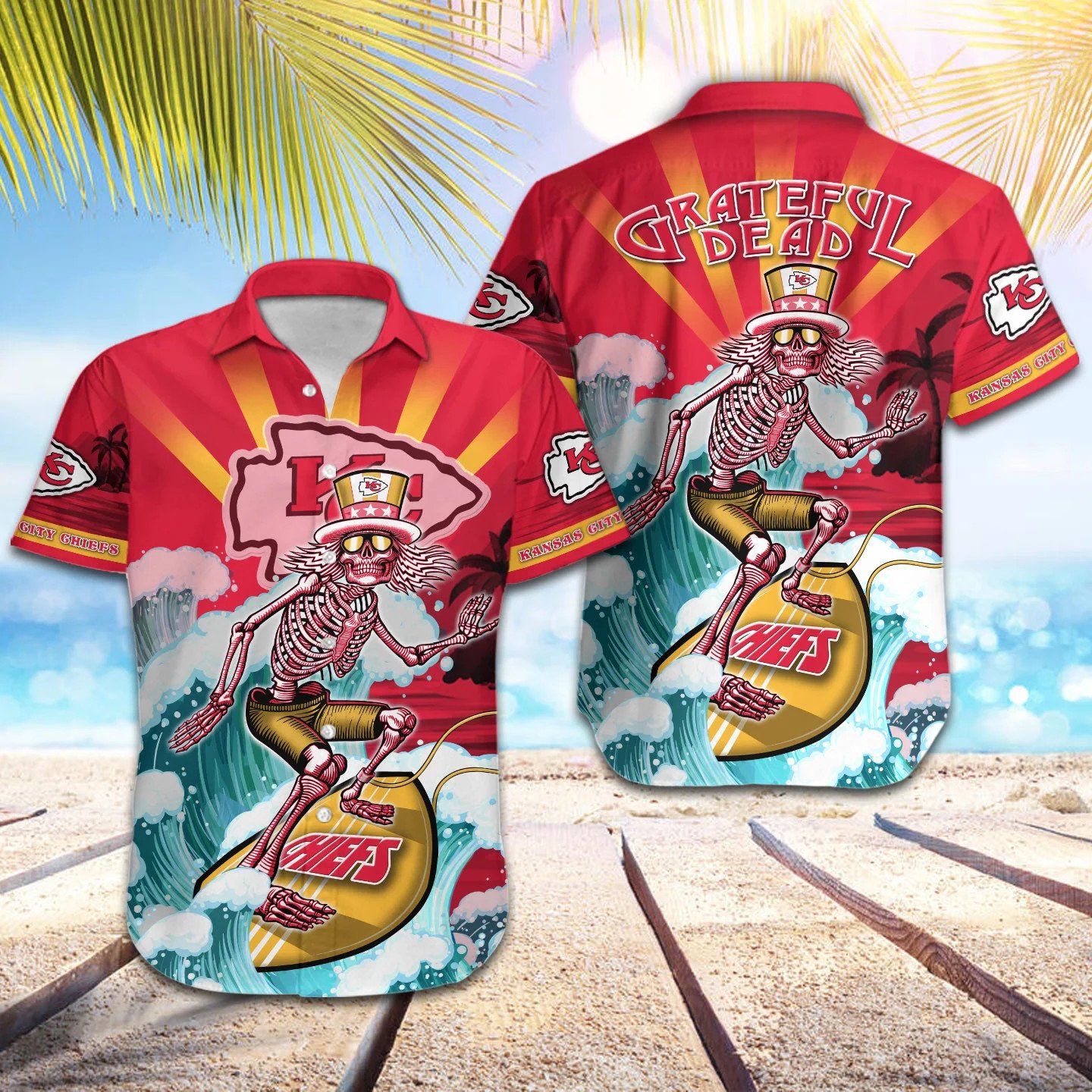 Kansas City Chiefs Button Hawaiian Shirt Summer