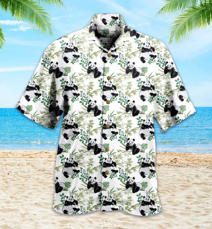 Panda Green Bamboo Patterns 3D Hawaiian Shirt