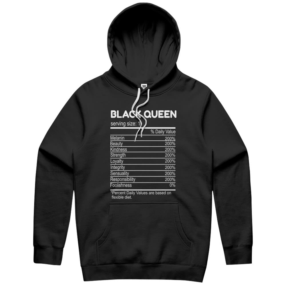 Nutritional Facts Shirt, Nutritional Facts Hoodie, Black Queen Nutrition Facts, Black Queen Nutritional Facts Black History Month Funny Gift Hoodie