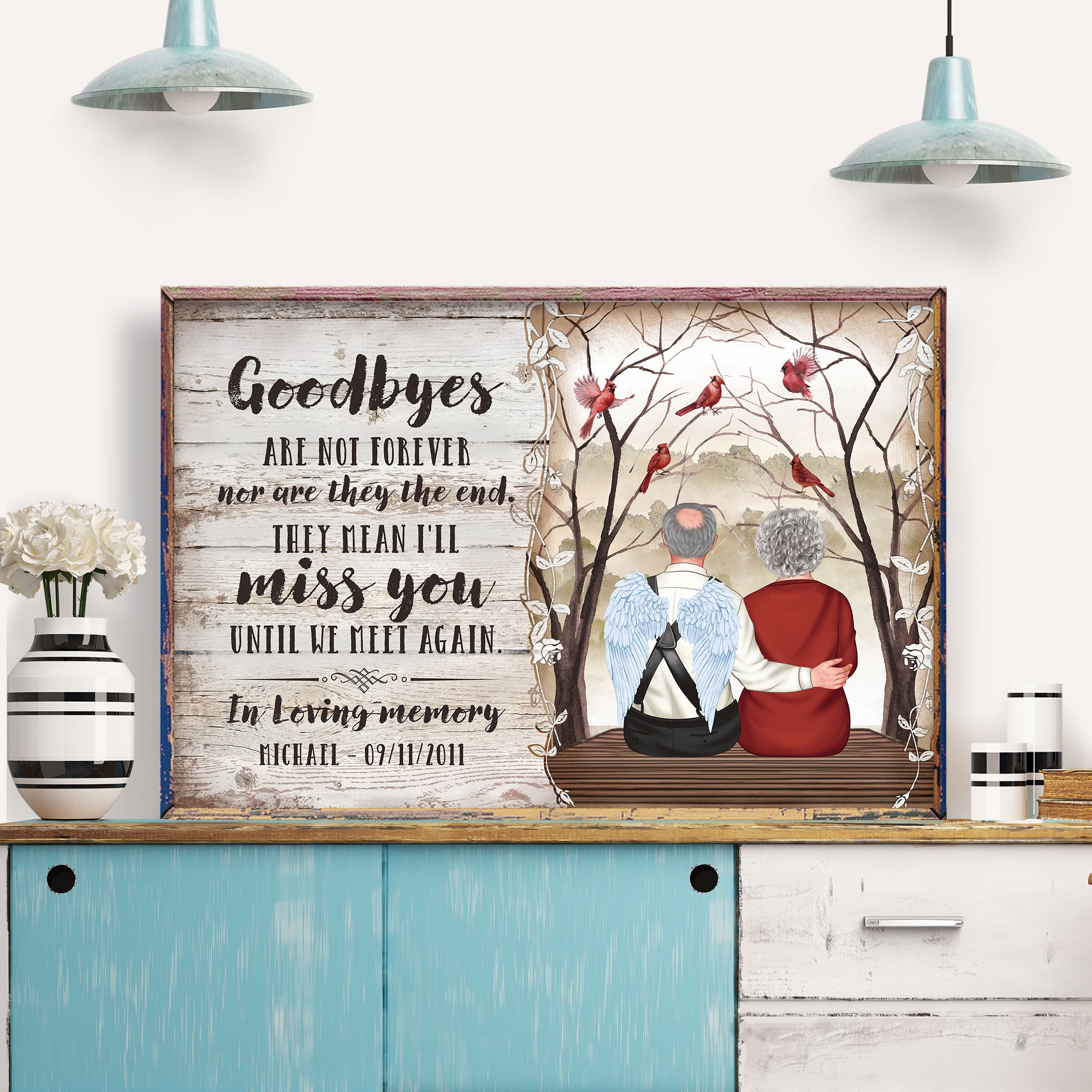 Miss You Until We Meet Again – Personalized Poster – Memorial Gift For Wife – Senior Couple Sitting