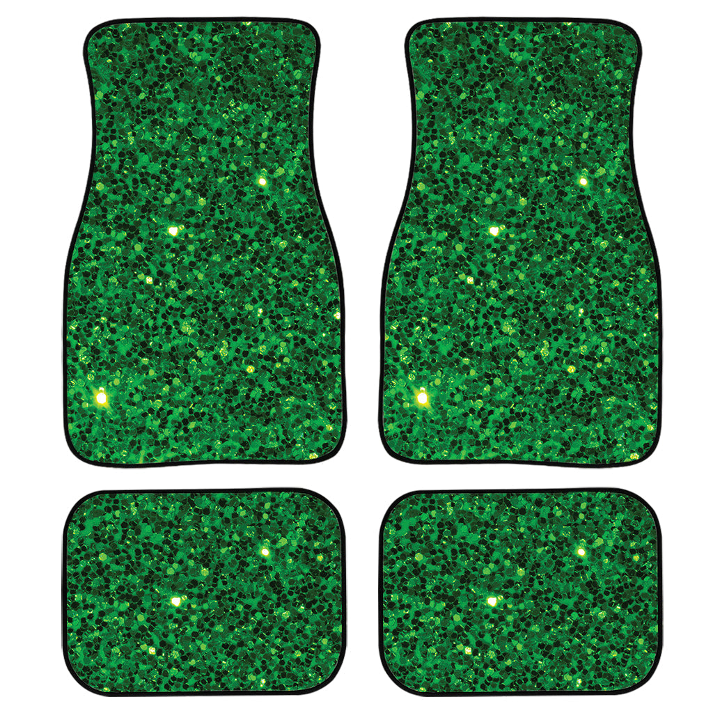 Green Glitter Texture Print Front And Back Car Floor Mats, Front Car Mat