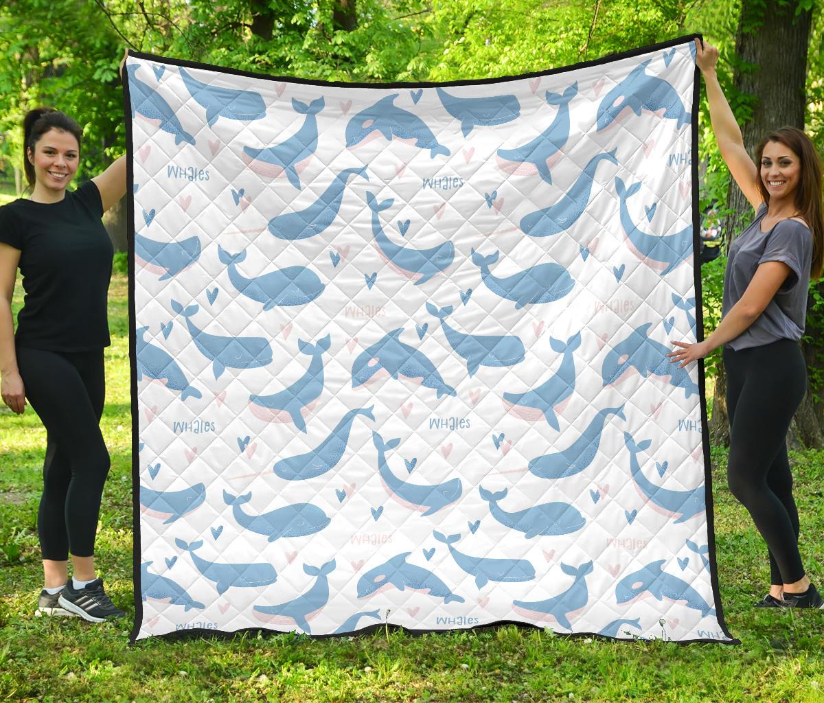 Blue Whale Pattern Premium Quilt