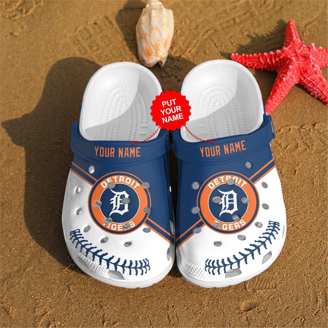 Detroit Tigers Custom Name Crocs Crocband Clog Comfortable Water Shoes