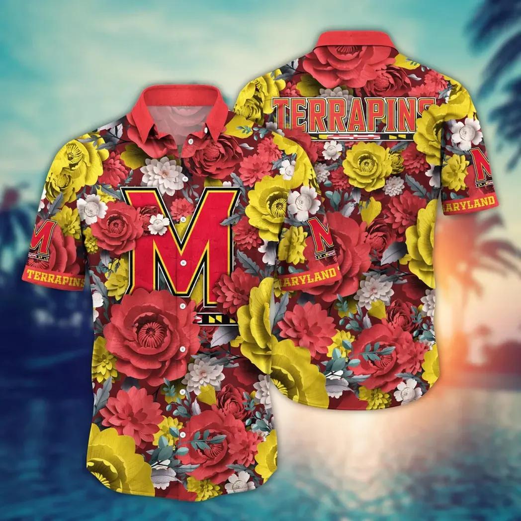 Maryland Terrapins Ncaa Flower Aloha Hawaiian Shirt 5, Ncaa Hawaiian Shirt