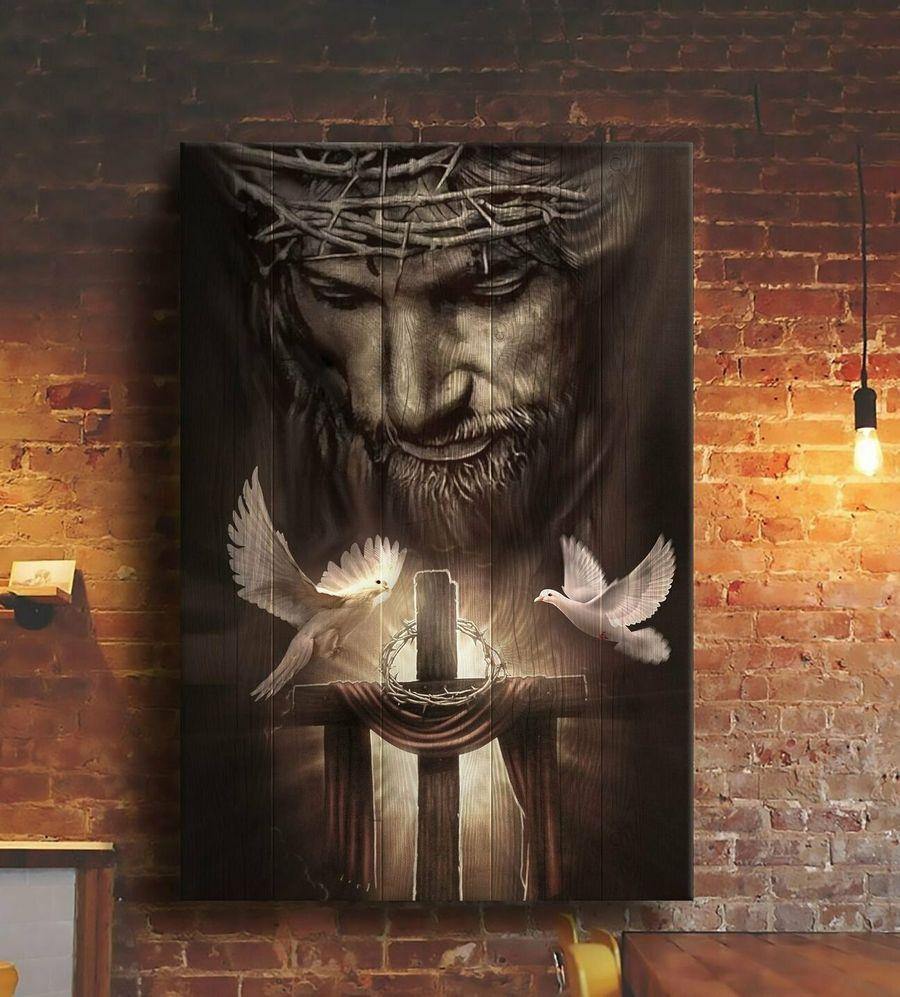 Beautiful Doves – Jesus Christ – Best Idea Gift , Gift For Home Decor, Gift For Family – Horizontal Canvas Matte Canvas Wall Art