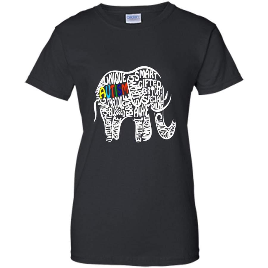 Autism Awareness Elephant – Gildan Women Shirt