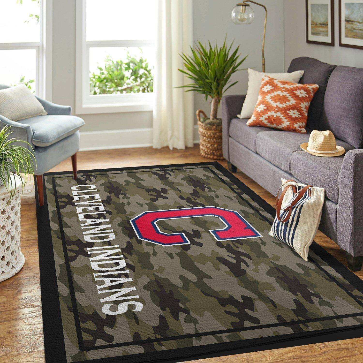 Cleveland Indians Rug, Mlb Baseball Team Logo Decor Gift Unique Ete18032020102