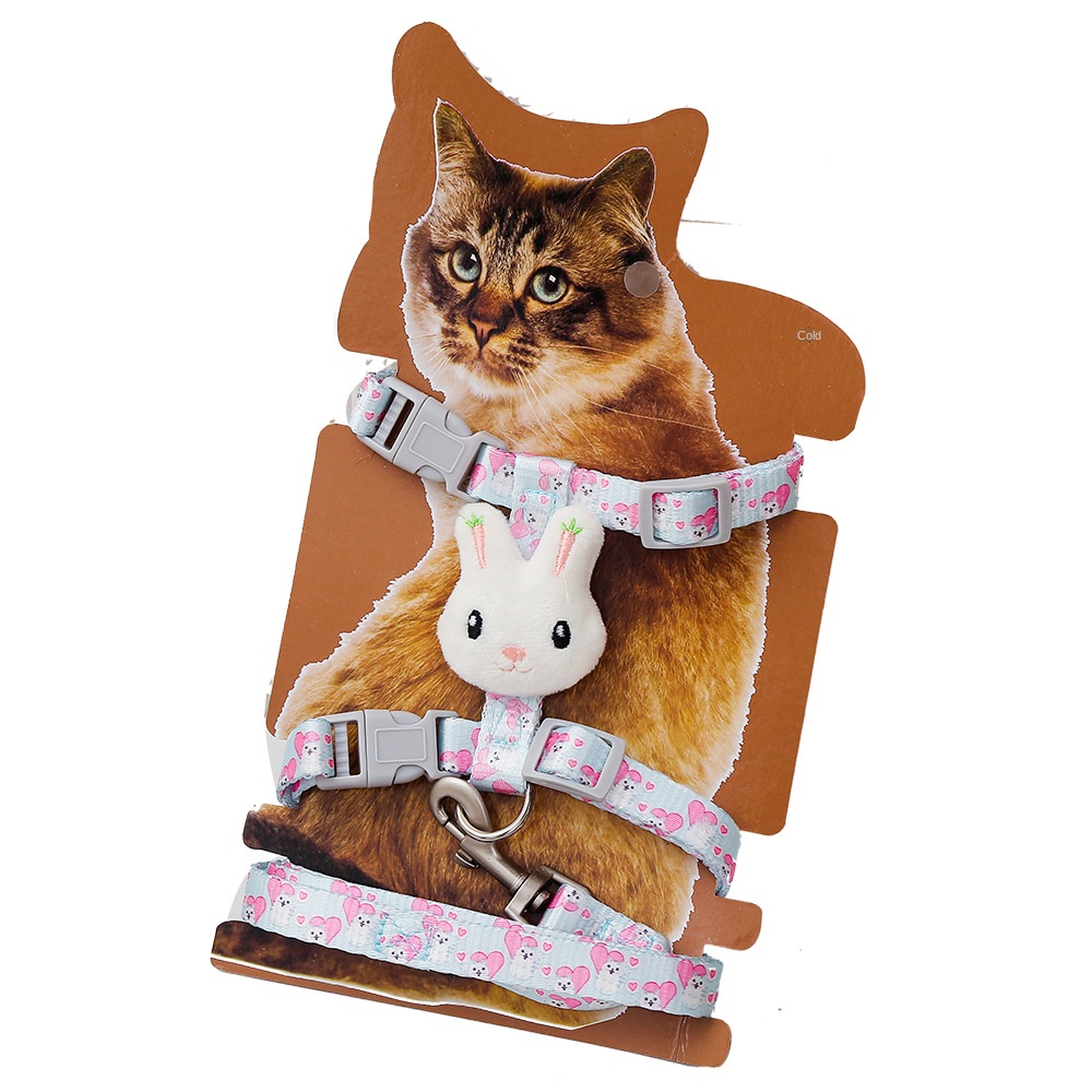 Pet Cat Harness Printed Webbing I-shaped Cat Rope Rabbit Puppet Pet Supplies Cat Leash Kitten Accessories Accesorios Para Gatos alx