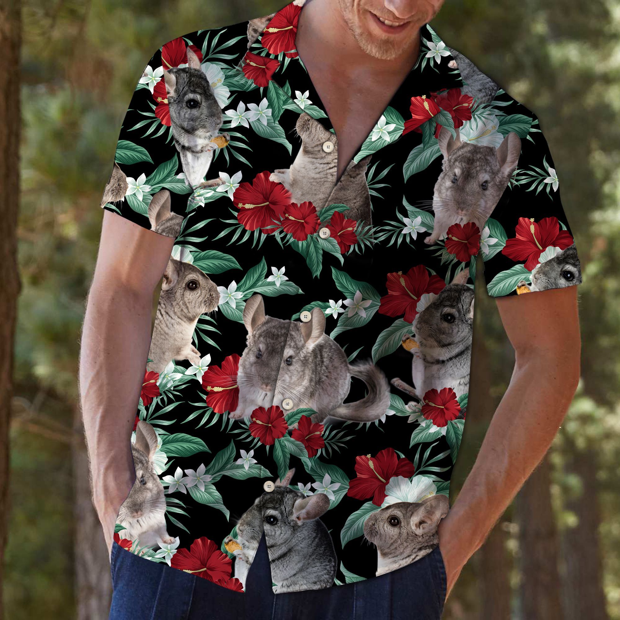 Chinchillas Vintage Flower Hawaiian Shirt For Men, Hawaiian Shirt For Women, Aloha Shirt, Hawaii Shirt