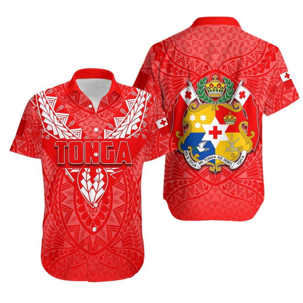 Tonga Rugby Hawaii Shirt Polynesian With Coat Of Arms Style Ha65059