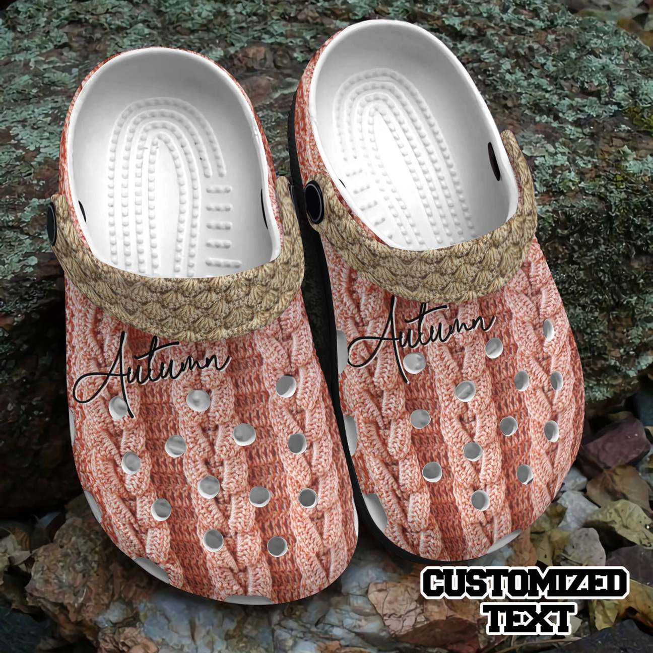 Knitting Personalized Clog, Custom Name, Text, Color, Number Fashion Style For Women, Men, Kid, Print 3D Pink