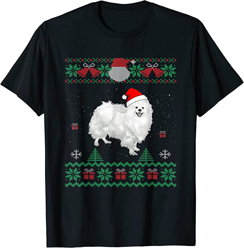 American Eskimo Dog Santa Hat Ugly Christmas Puppy Lover T-Shirt