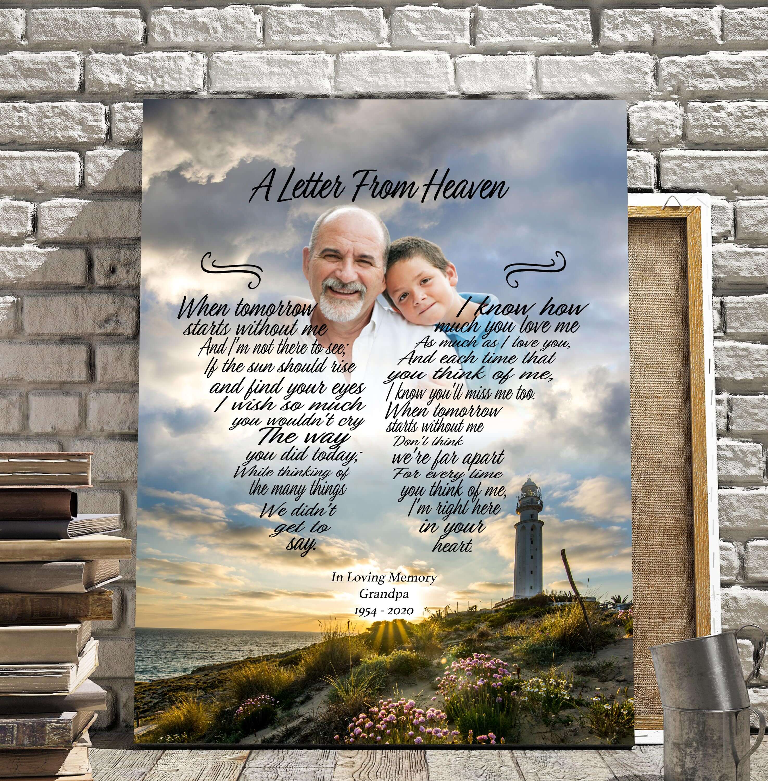 A Letter From Heaven Keeper Of The Lighthouse  Personalized Photo Memorial Poster Canvas, Gift For Family Gift for Remembrance Home Decor Wall Art Visual Art