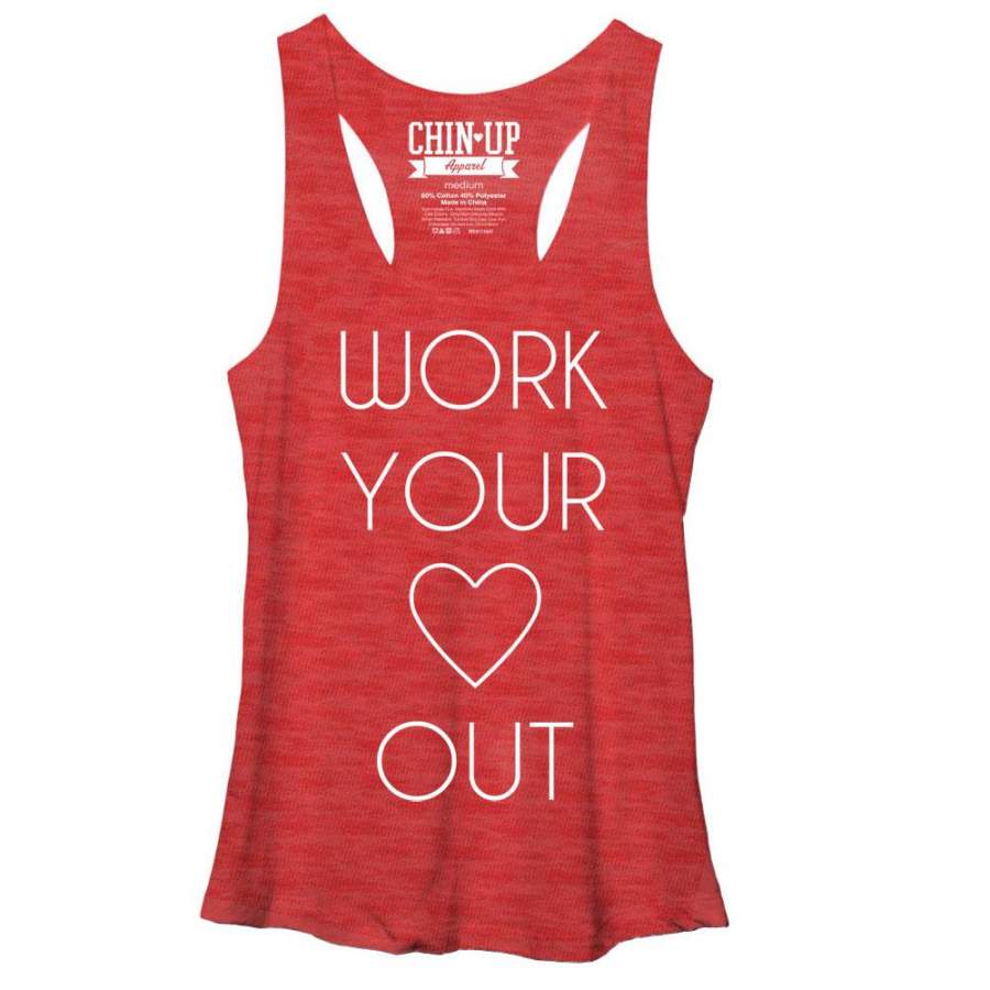 CHIN UP Women’s Heart  Racerback Tank Red Heather