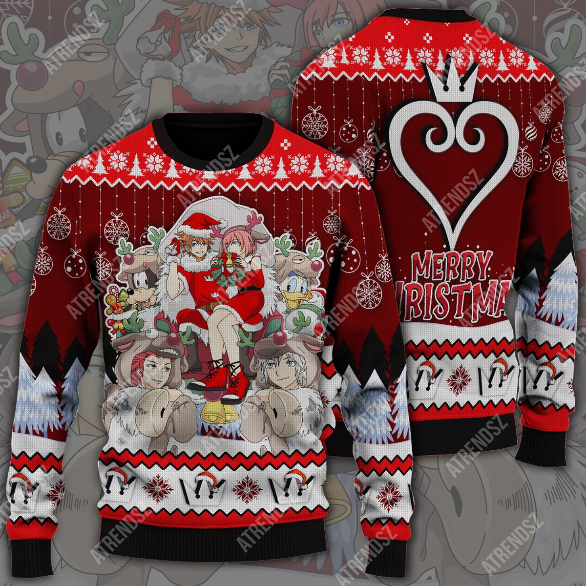 Unifinz Kingdom Hearts Sweater Sora Kairi Costume Reindeer Red Ugly Sweater 2022