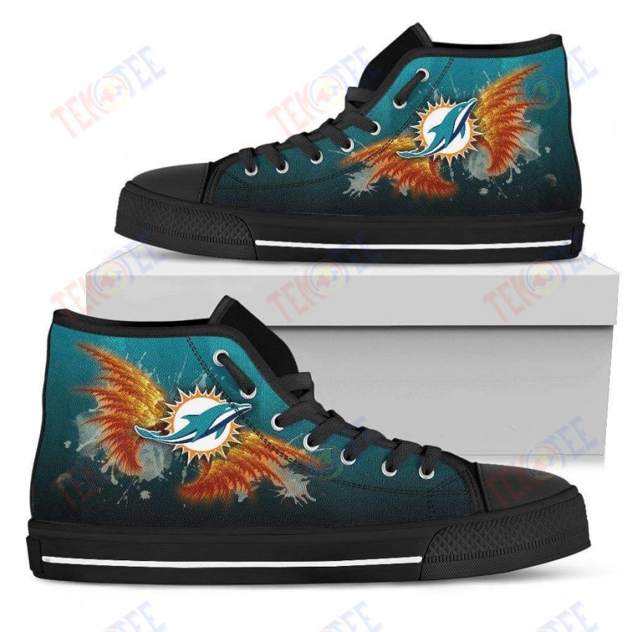 Mens Womens Miami Dolphins High Top Shoes Angel Wingstop Quality TMT388