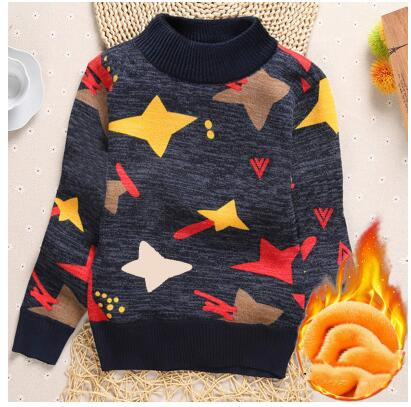 2022 Winter Children’s Clothes Boys Sweaters Causal Stand Collar Thicken Fleece Cotton Boy Knitted Sweaters For Boys Big Kids alx