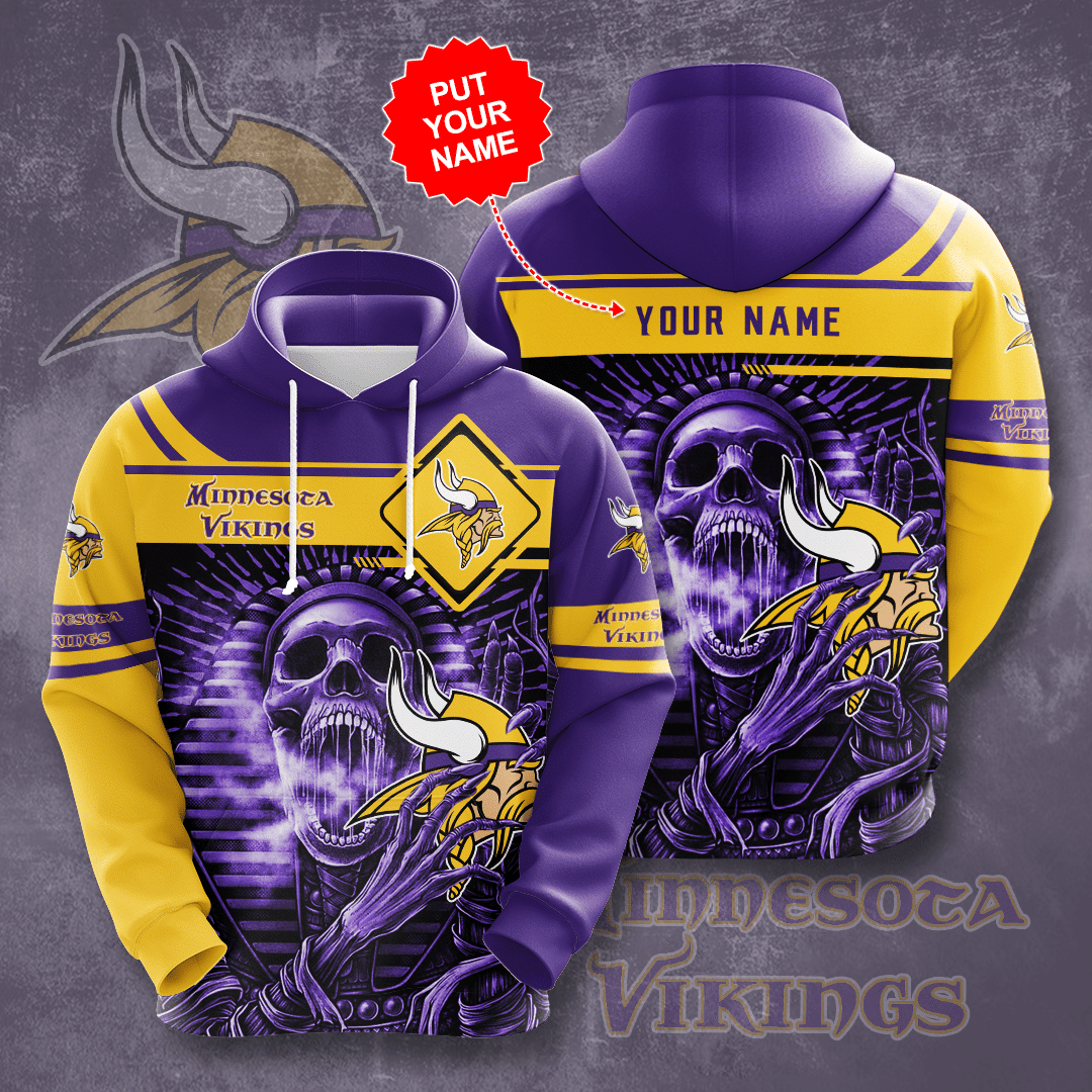 Personalized Minnesota Vikings No1250 Custom Hoodie 3D Jacket 3D Pullover Zip Hoodie Dqh3011