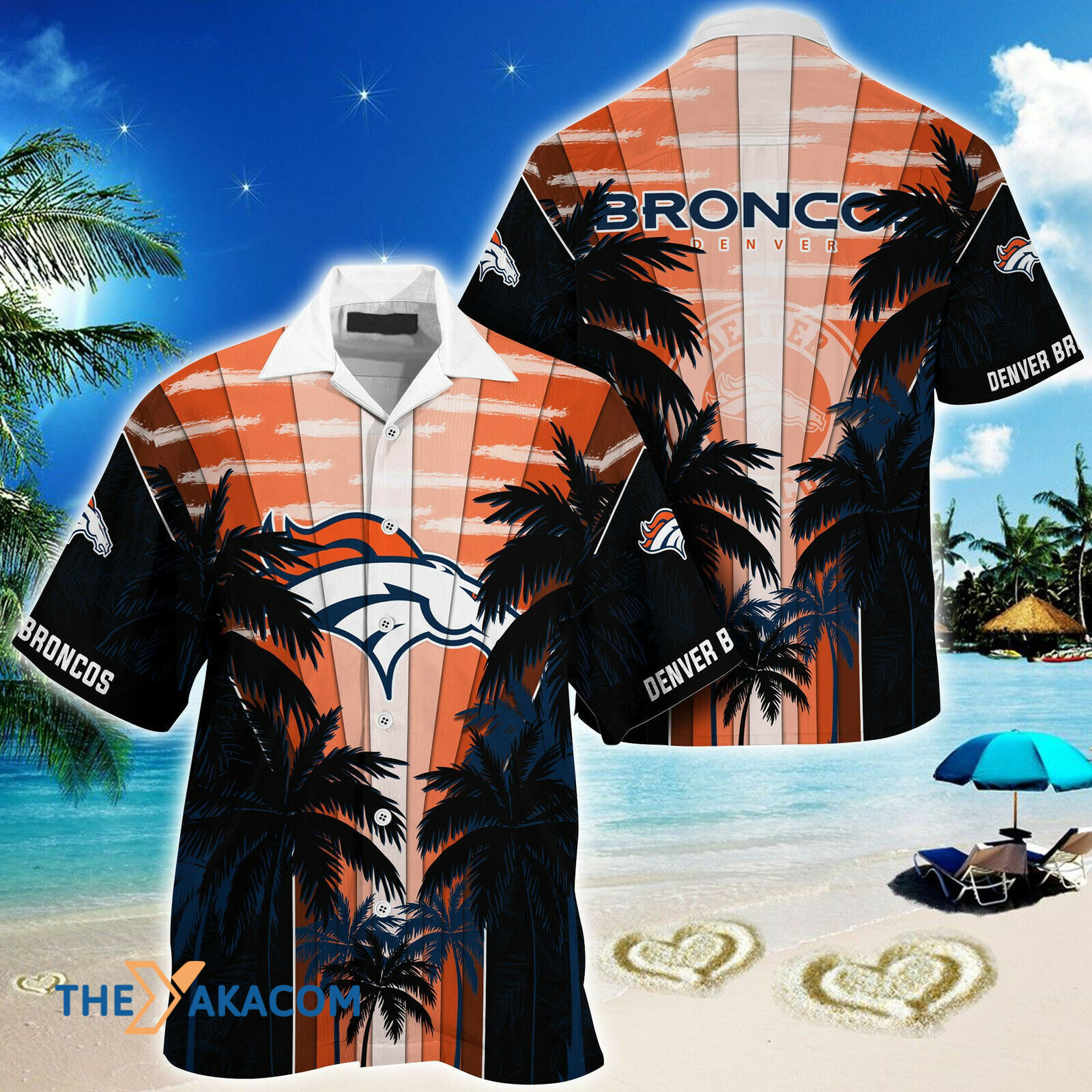 Denver Broncos Coconut Trees Road For Fan Gift Short Sleeve Hawaiian Shirt