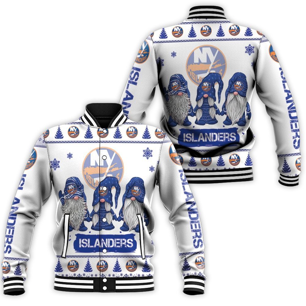 Christmas Gnomes New York Islanders Ugly Sweatshirt Christmas 3D Baseball Jacket