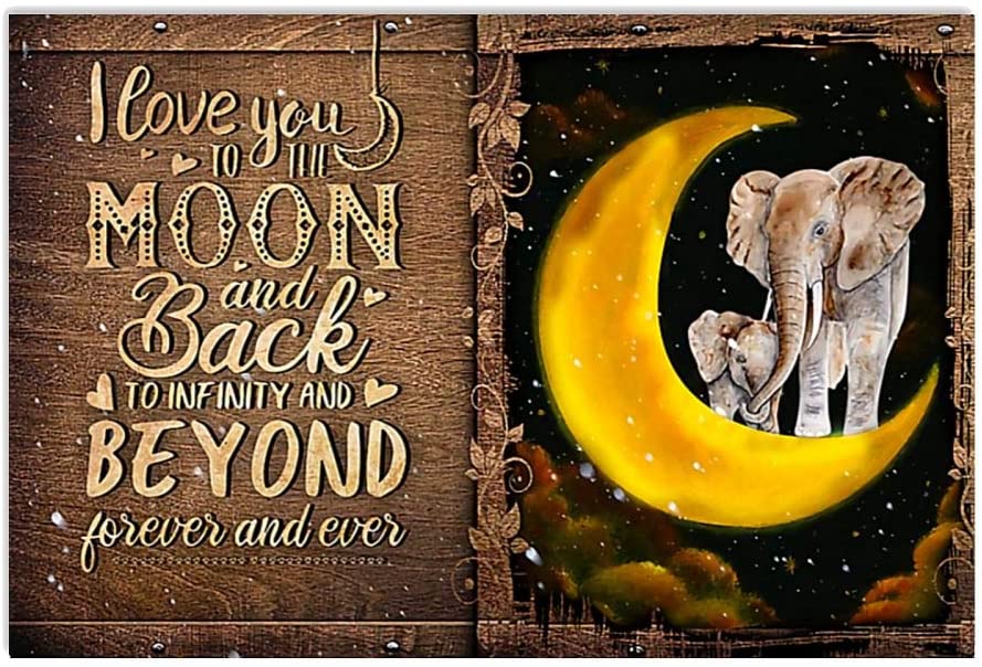 Poster Elephant Mother And Baby I Love You To The Moon And Back Forever And Ever Wall Posters, Wall Art Home Decor Vintage Posters No Frame