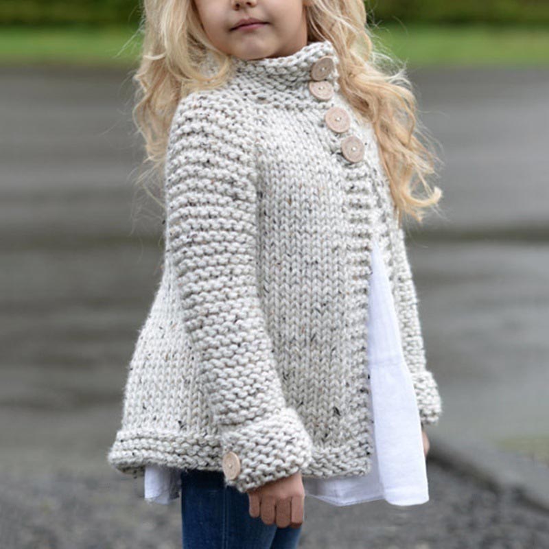 Baby Sweaters Toddler Kids Baby Girls Outfit Clothes Button Knitted Sweater Cardigan Coat Tops Drop shipping alx