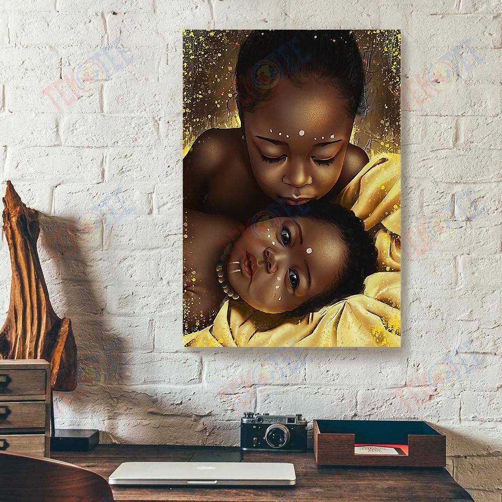 Best Canvas Prints Beautiful Black Babies Love Vertical Canvas Wall Art Delightful Living Room Bedroom Bathroom Home Decoration