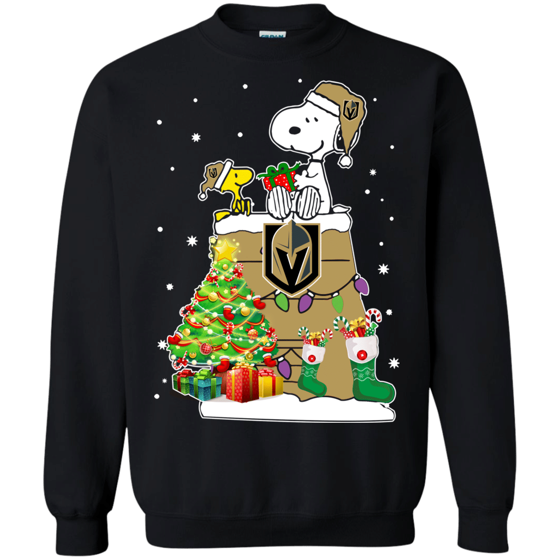 Check Out This Awesome Golden Knights Snoopy & Woodstock Christmas Shirt Sweatshirt