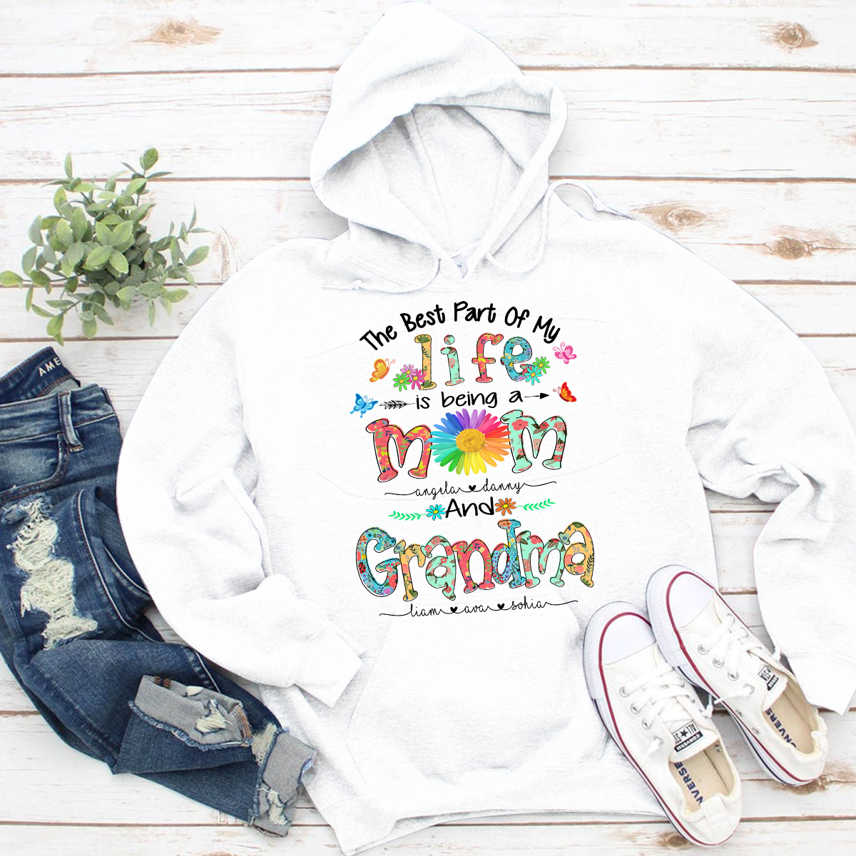 Apayprint – Mom And Grandma – Art | Personalized Hooded Sweatshirt