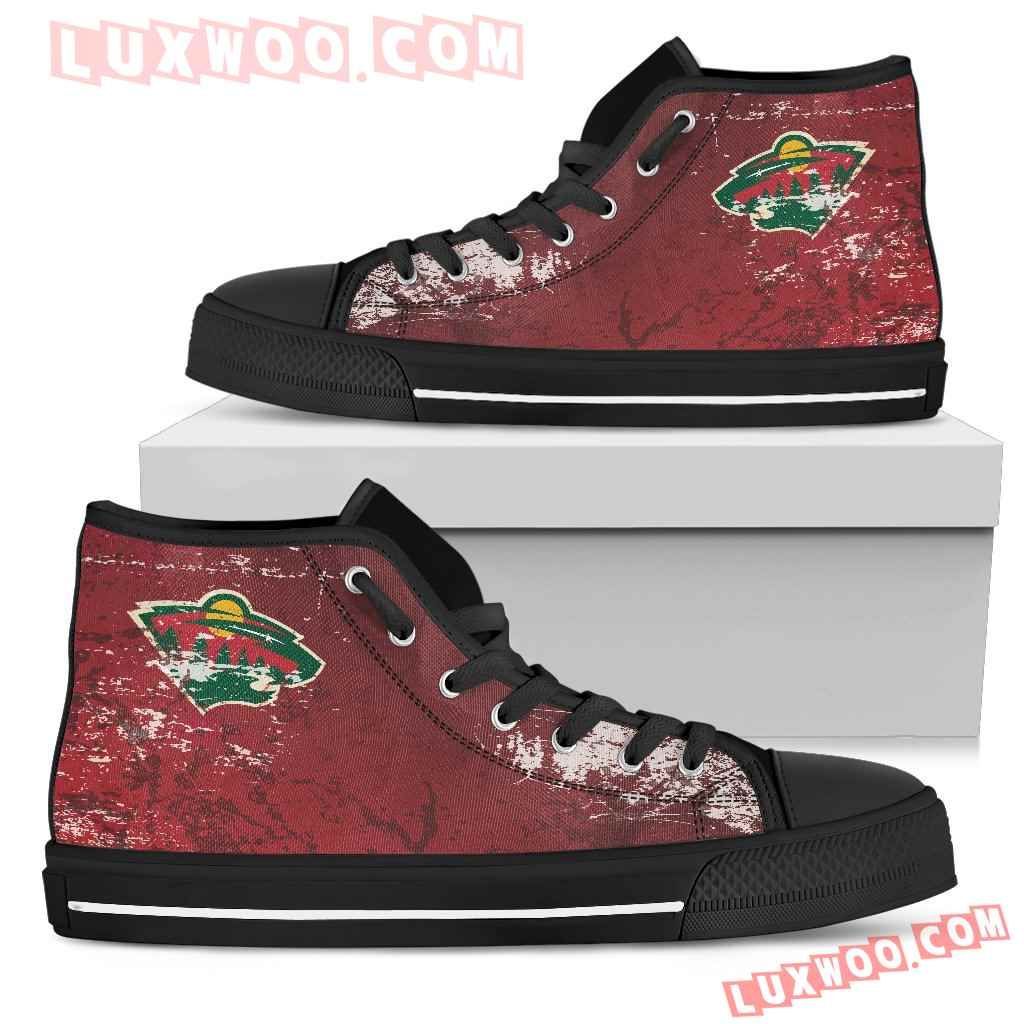 Grunge Vintage Logo Minnesota Wild High Top Shoes Sport Sneakers