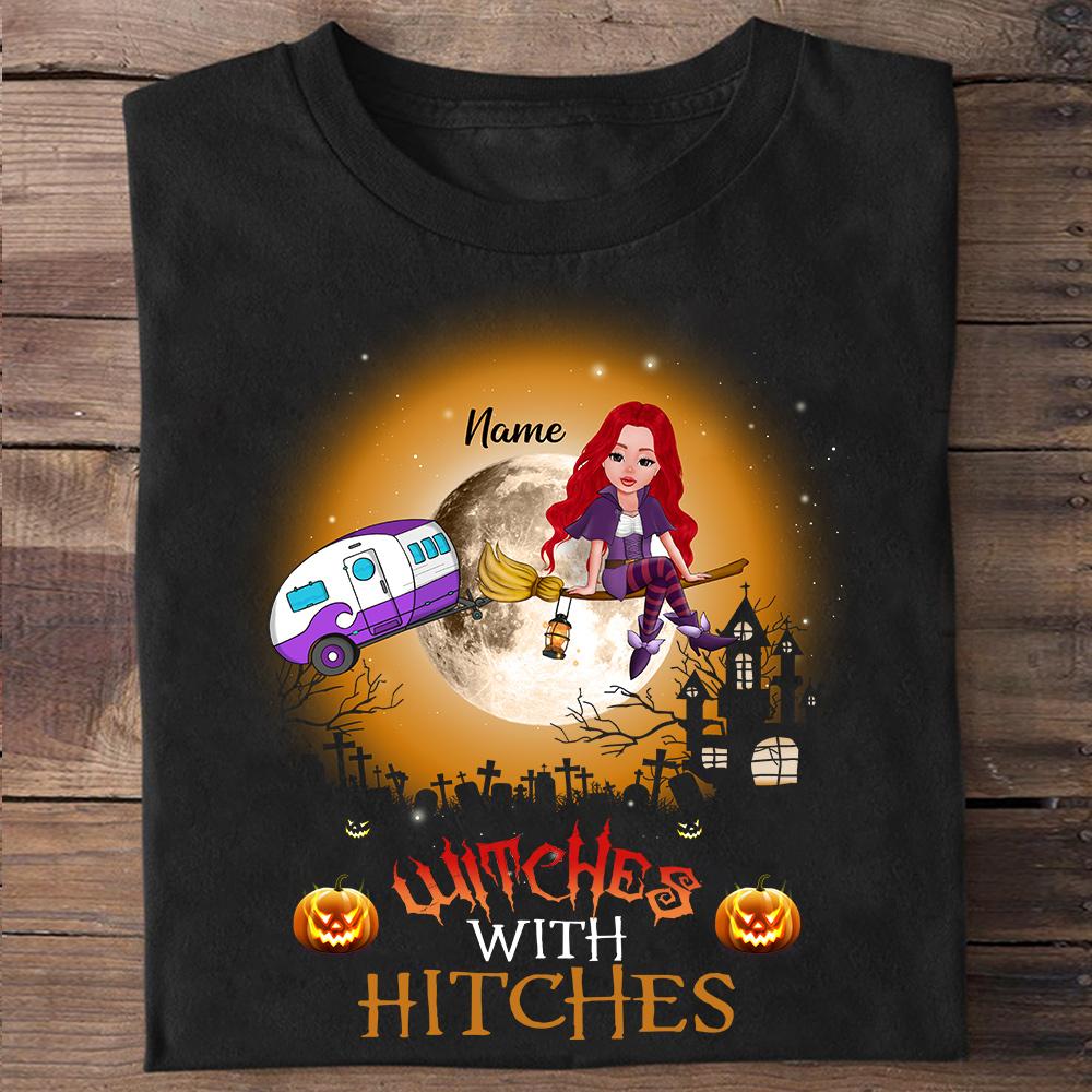 Personalized Witches With Hitches Camping Halloween Shirt For Camper