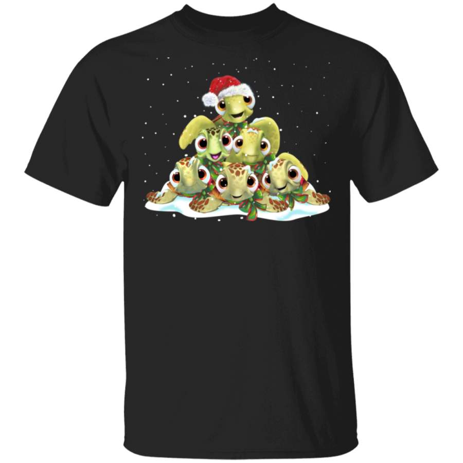 Turtle Merry Christmas T-Shirt Cute Animal Snow Falling Shirt Xmas Gift For Turtle Lover