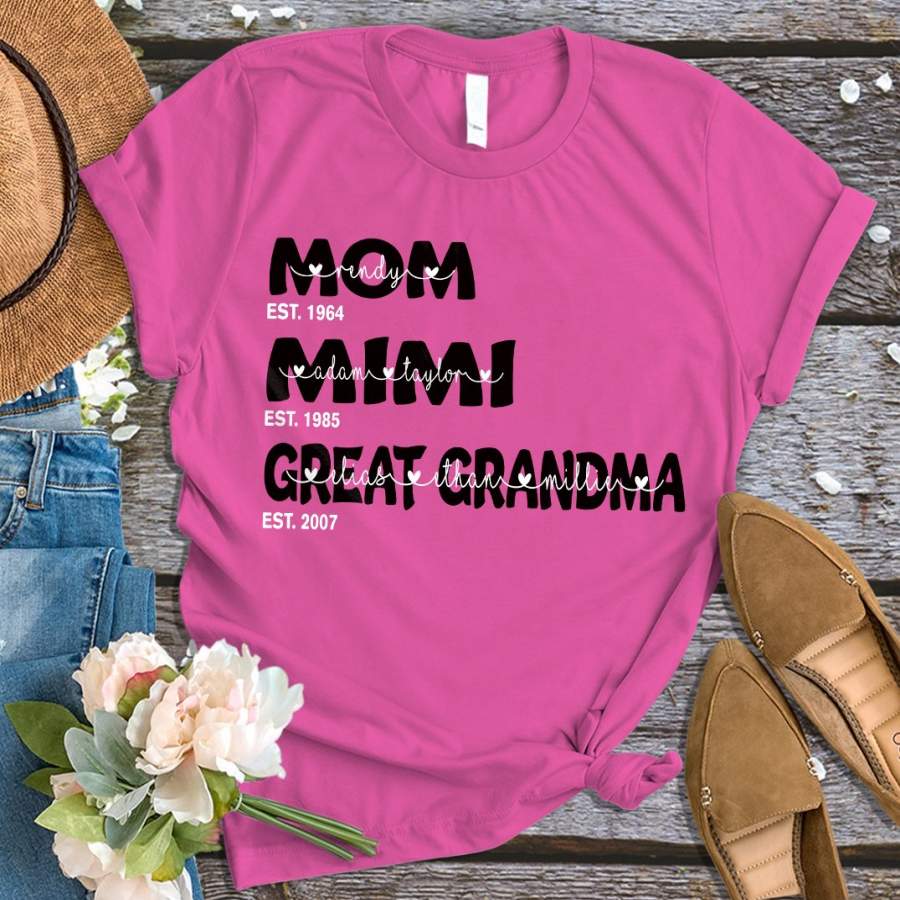 Personalized Family Mom Mimi Great Grandma with grandkid Tshirt Trend