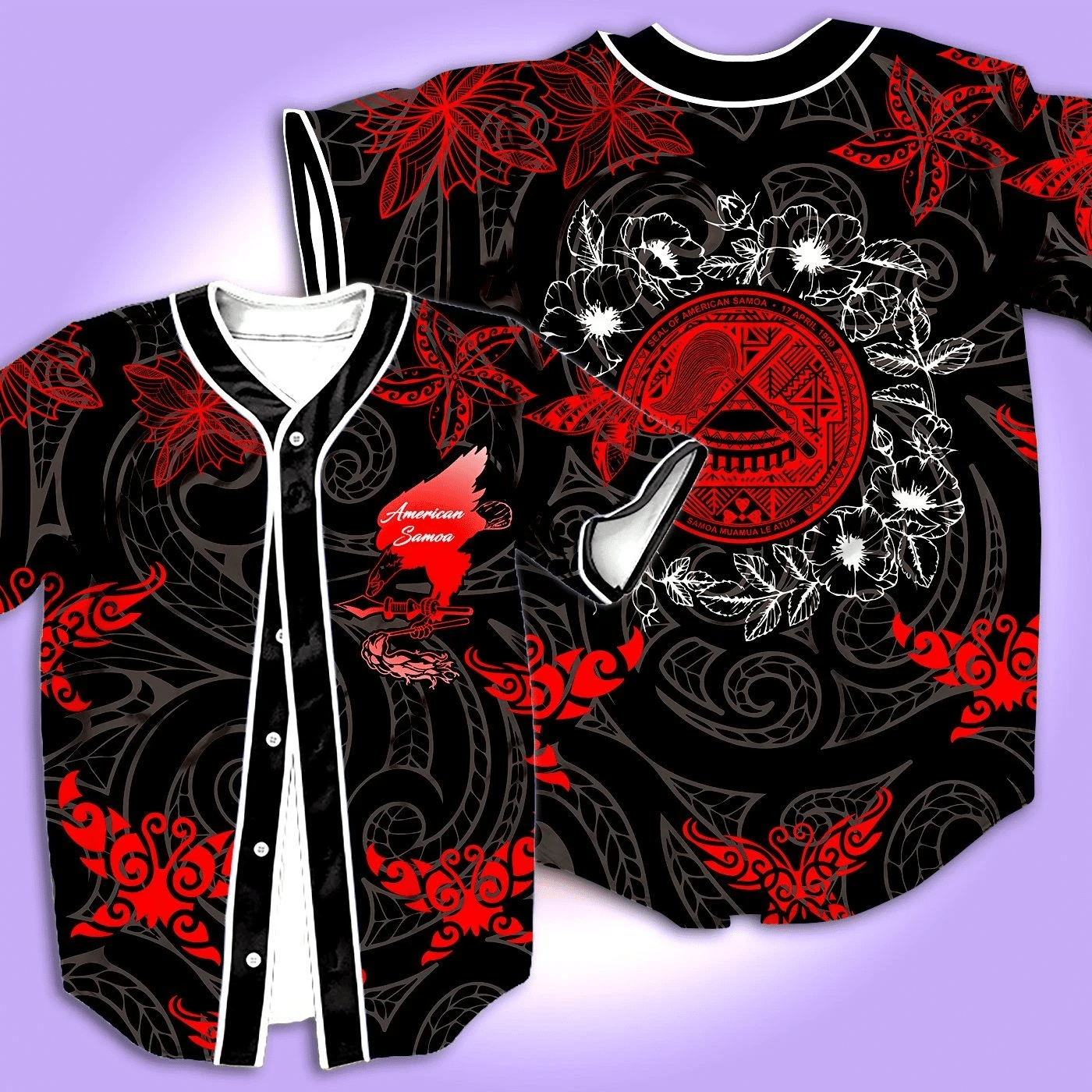 American Samoa Butterfly 3D Prints Baseball Jersey For Men