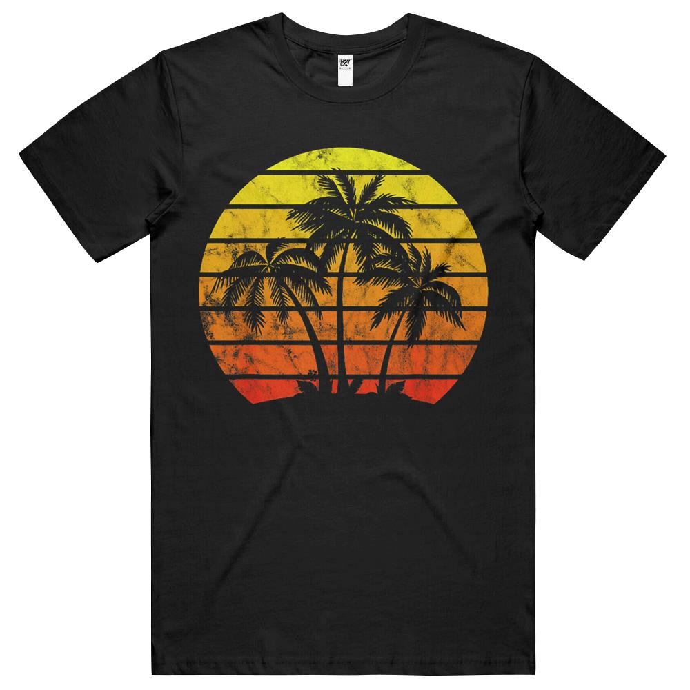 Retro Vintage Sunset Coco Palm Tree Shirts Tropical Beach T Shirts