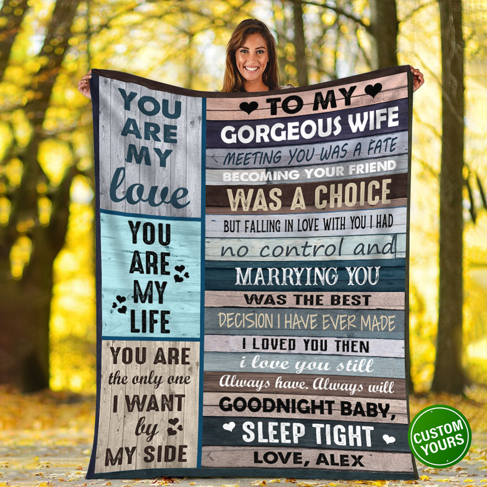 To My Gorgeous Wife Personalized Blanket