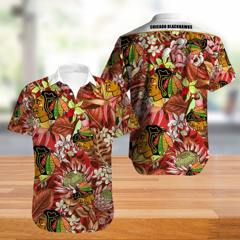 Chicago Blackhawks Hawaii Shirt Big Floral Button Up Ha16725