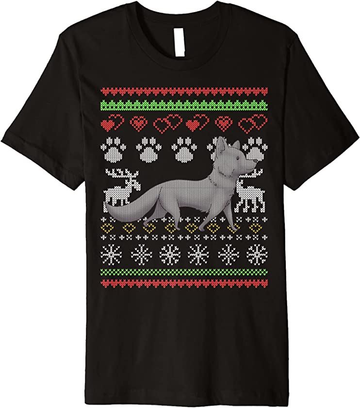 Artic Wolf Santa Claus Ugly Christmas Pattern X-Mas Premium T-Shirt