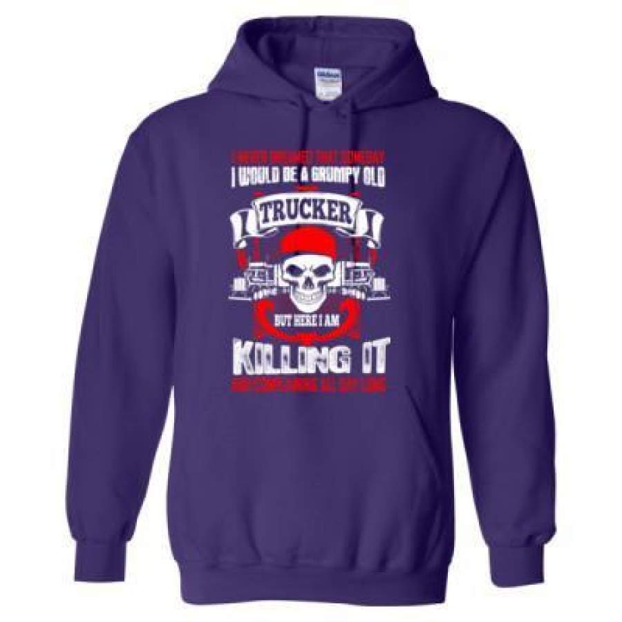 AGR Grumpy Old Trucker Here Killing It And Complaining All Day Long – Heavy Blend™ Hooded Sweatshirt