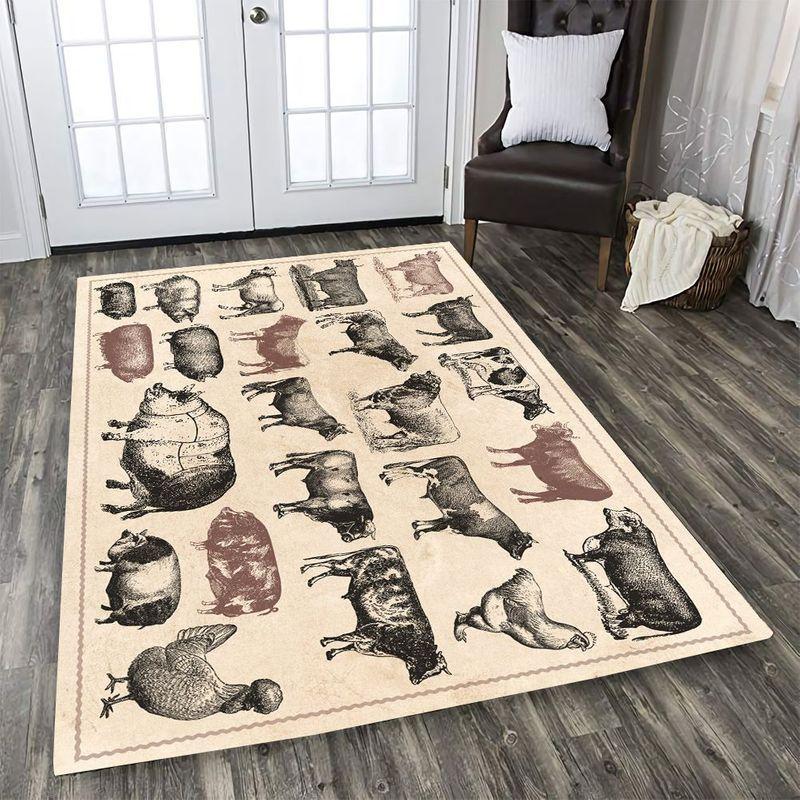 Vintage Farm Animal Rectangle Rug