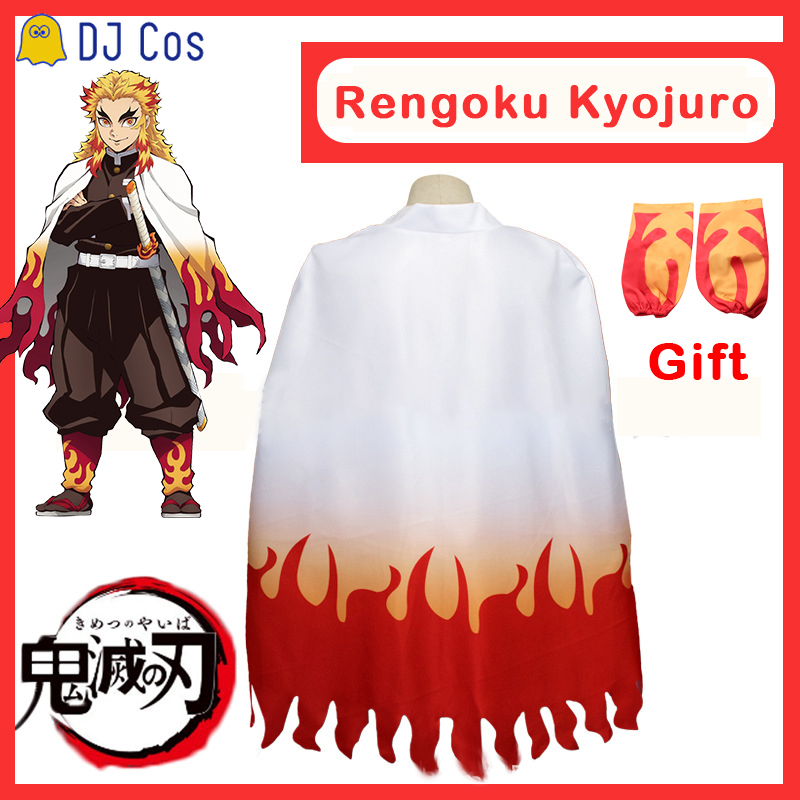 Anime Demon Slayer Rengoku Kyojuro Cosplay Kimono Cloak Uniform Kimetsu No Yaiba Cape Kids Adults Halloween Party Outfit alx