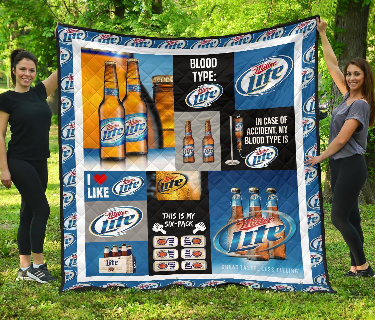 Miller Lite Quilt Blanket Funny Gift For Beer Lover