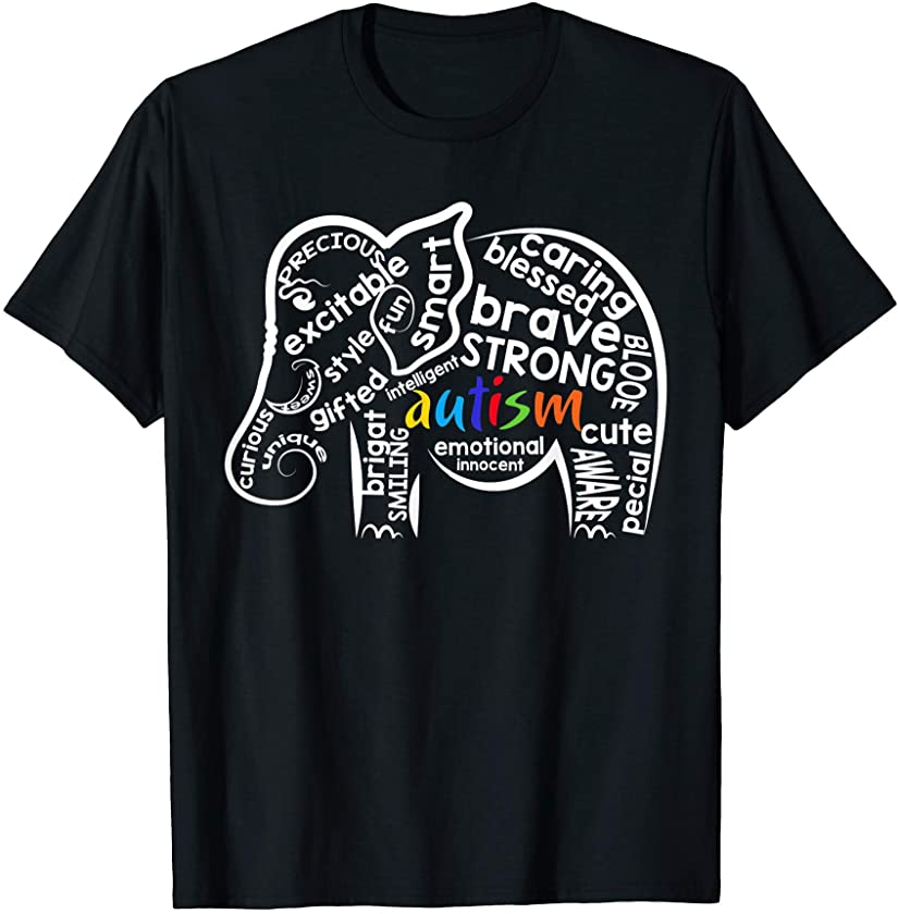 Autism Elephant Strong Boys Men Girls Women Autism Awareness T-Shirt